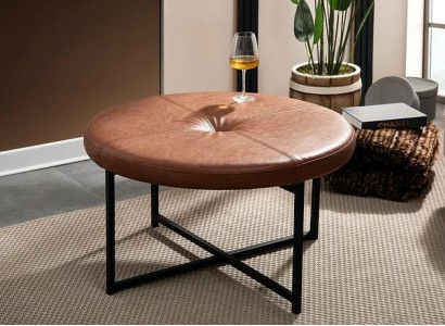 Coffee table brown leather metal living room high quality furniture new stylish modern